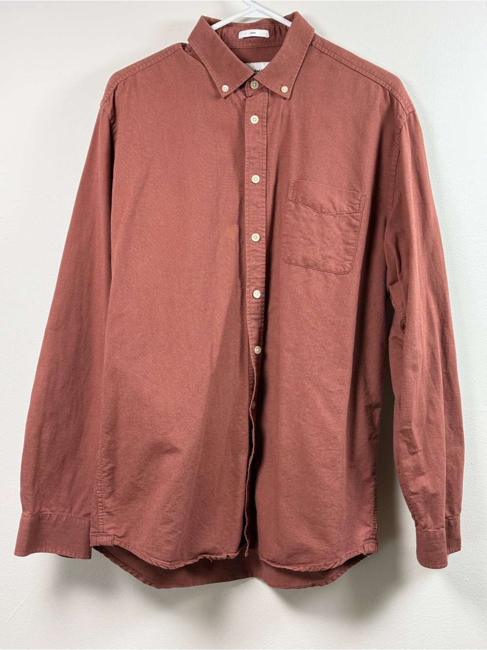 Frank and oak Men’s Button-Down Casual Shirt — Rust size Large